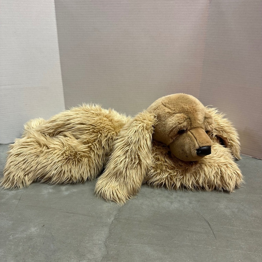 Vintage A&A Plush Large Golden Retriever Dog Floppy Laying Stuffed Animal